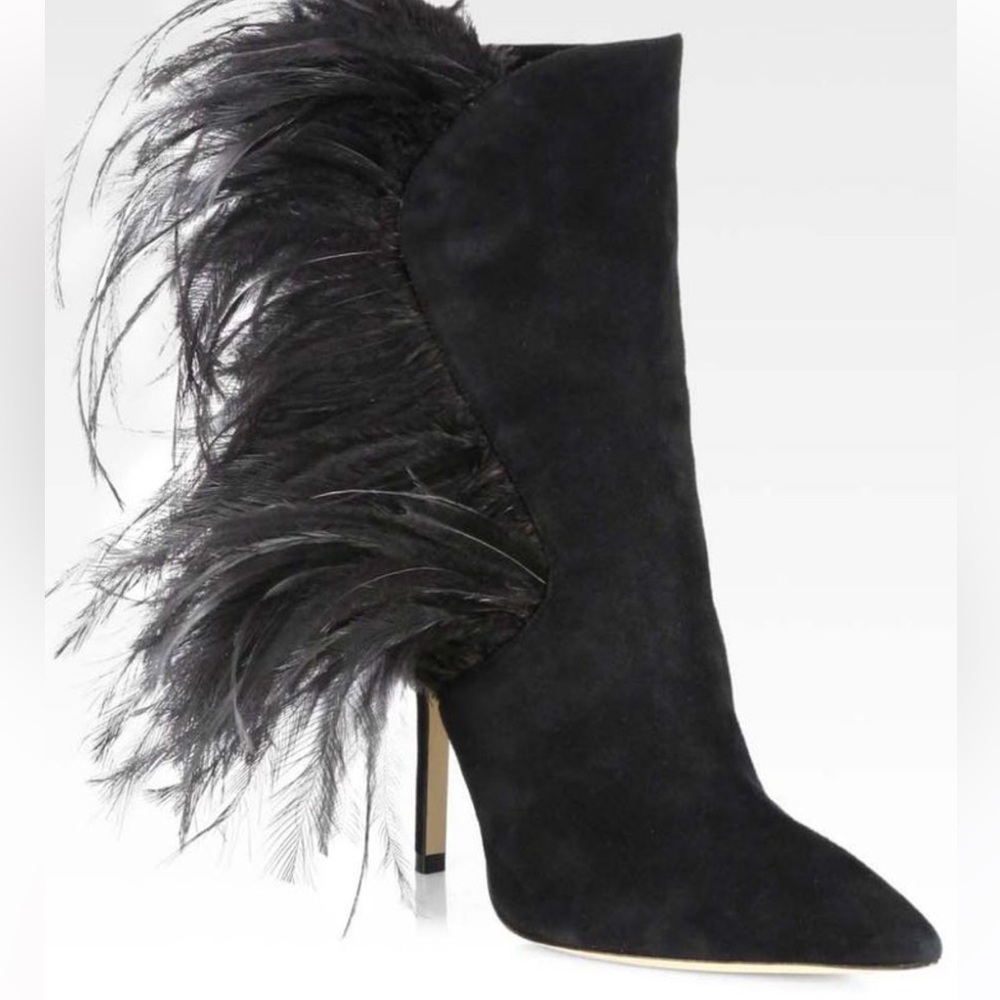 PAUL ANDREW ASTERIA FEATHER SUEDE STILETTO BOOTS